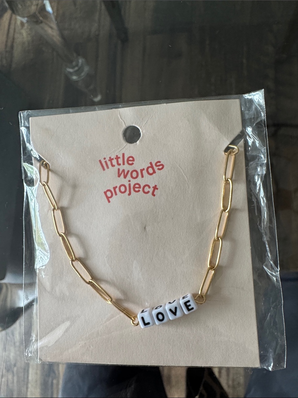 Little Words Project Gold 'Love' Bead Necklace